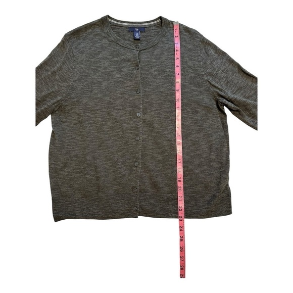 Gap 3/4 Sleeve Cardigan Sweater Button Front Knit Dark Olive Green - Size XL - Picture 8 of 11